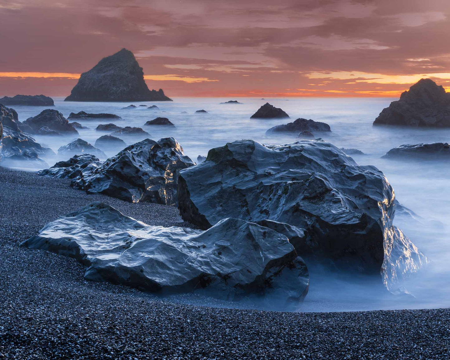 Navarro Beach stone parfait sunset
