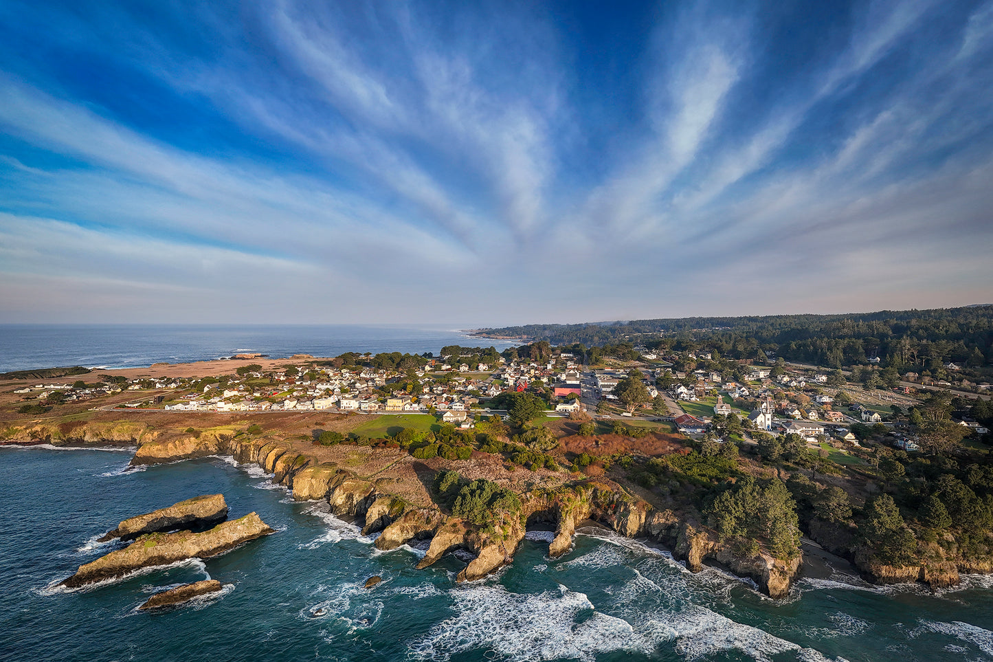 High Over Mendocino Bay