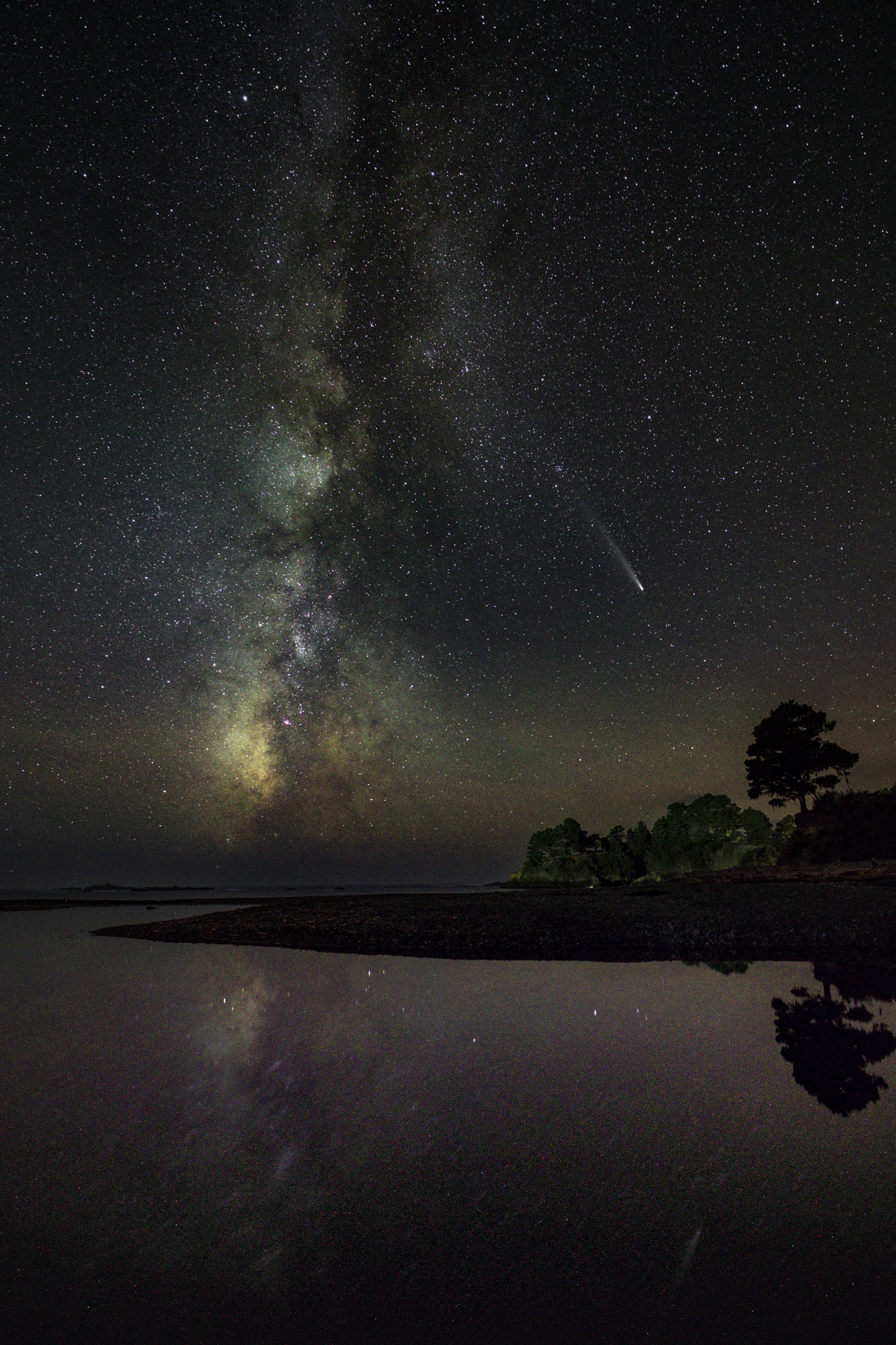 Comet Tsuchinshan ATLAS 2023 and the Milky Way at Van Damme State Park