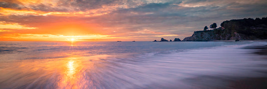 Navarro beach sunset panorama